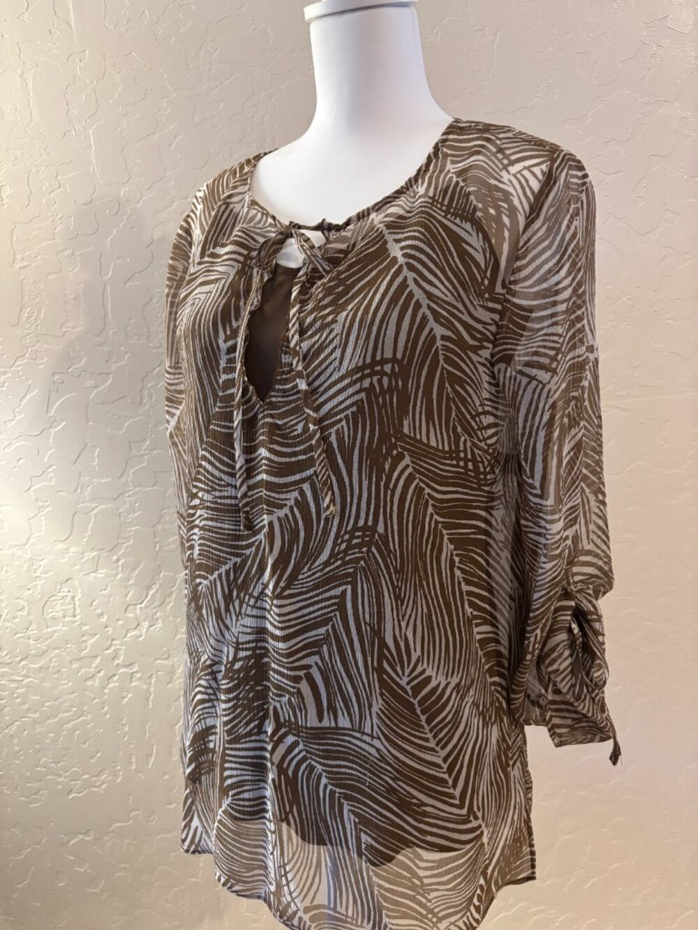 Talbots-Brown Sheer Blouse with Camisole
